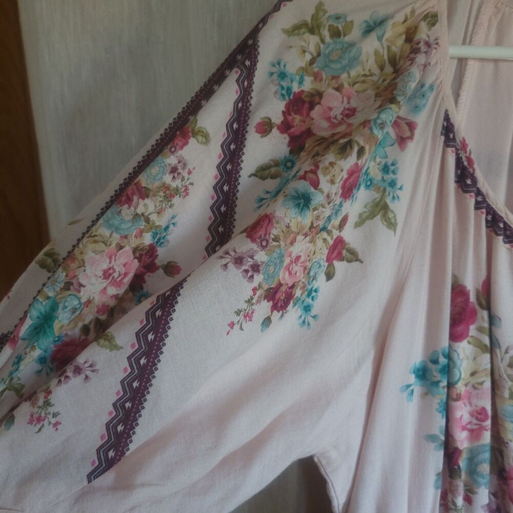 Anthropologie The Somerset Puff-Sleeve Maxi Dress Lg Peasant Boho Cottagecore - Picture 7 of 15
